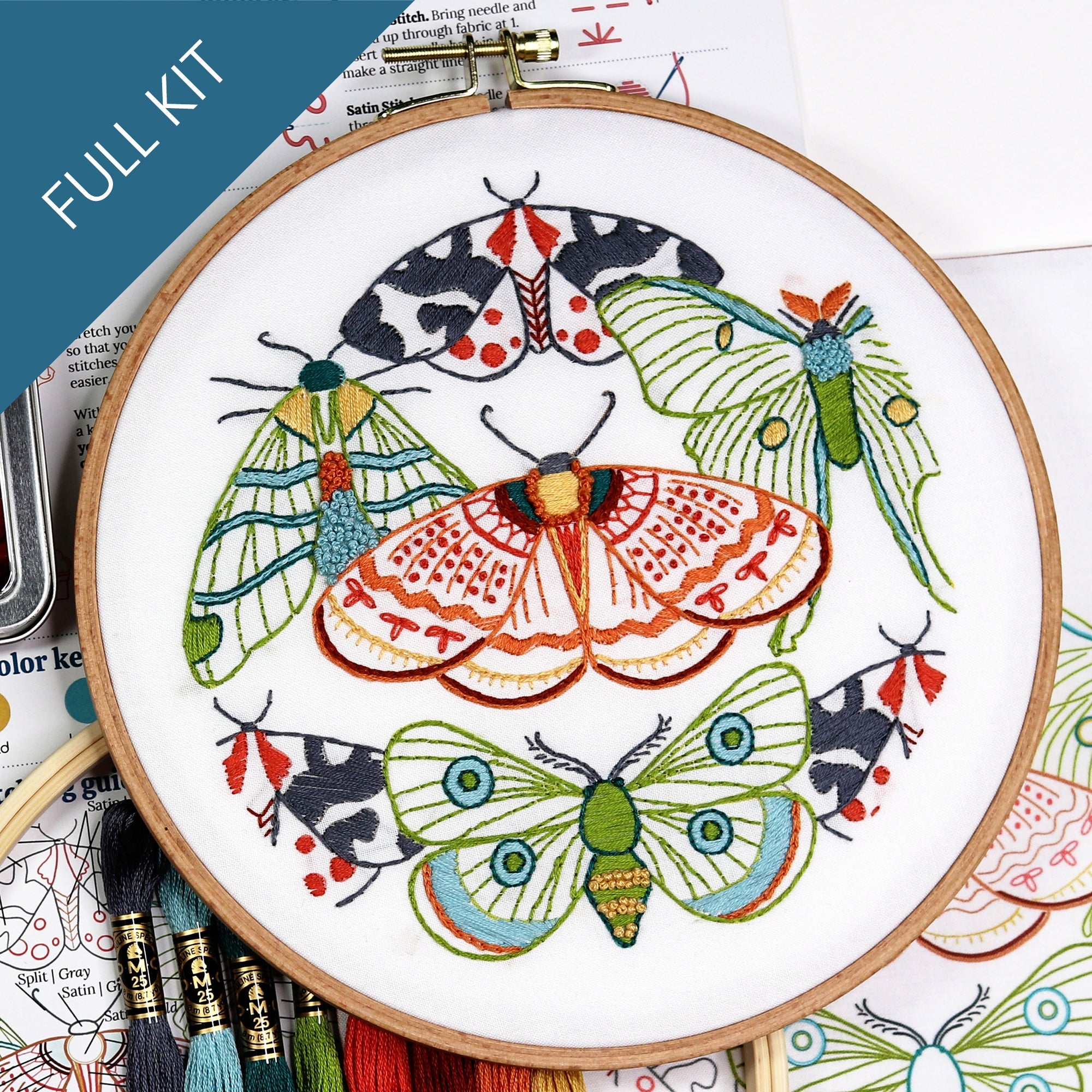 Moths Embroidery Kit - Stitched Stories